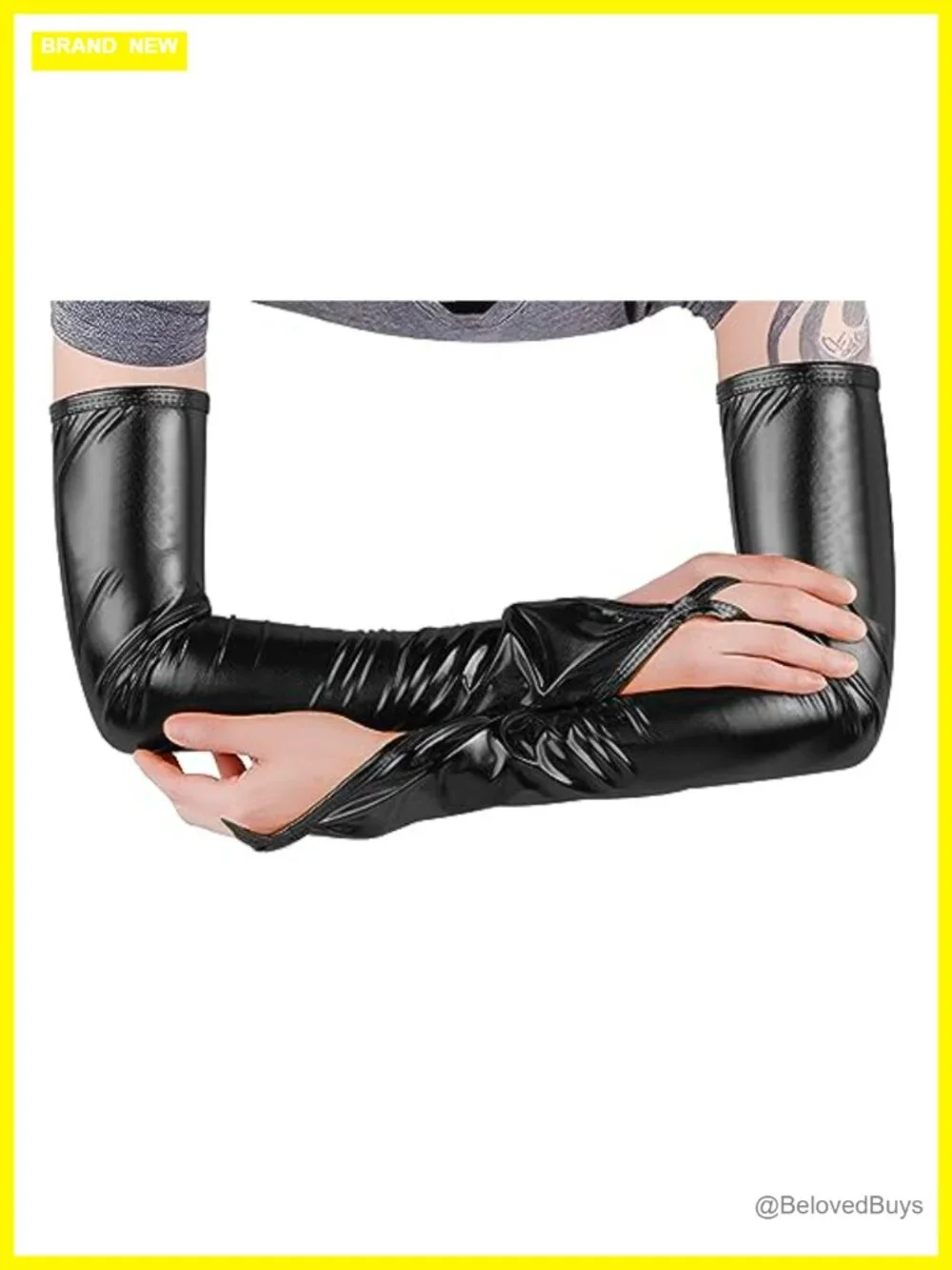 Faux Leather Fingerless Gloves Long Arm Sleeves Touch Screen Cosplay